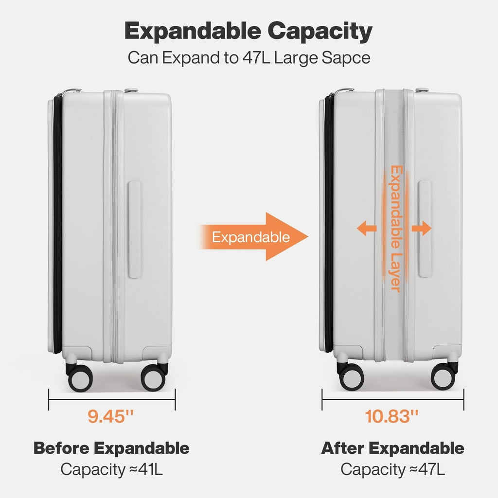 mixi 20" Expandable Carry On Luggage Hardside Spinner Suitcase TSA