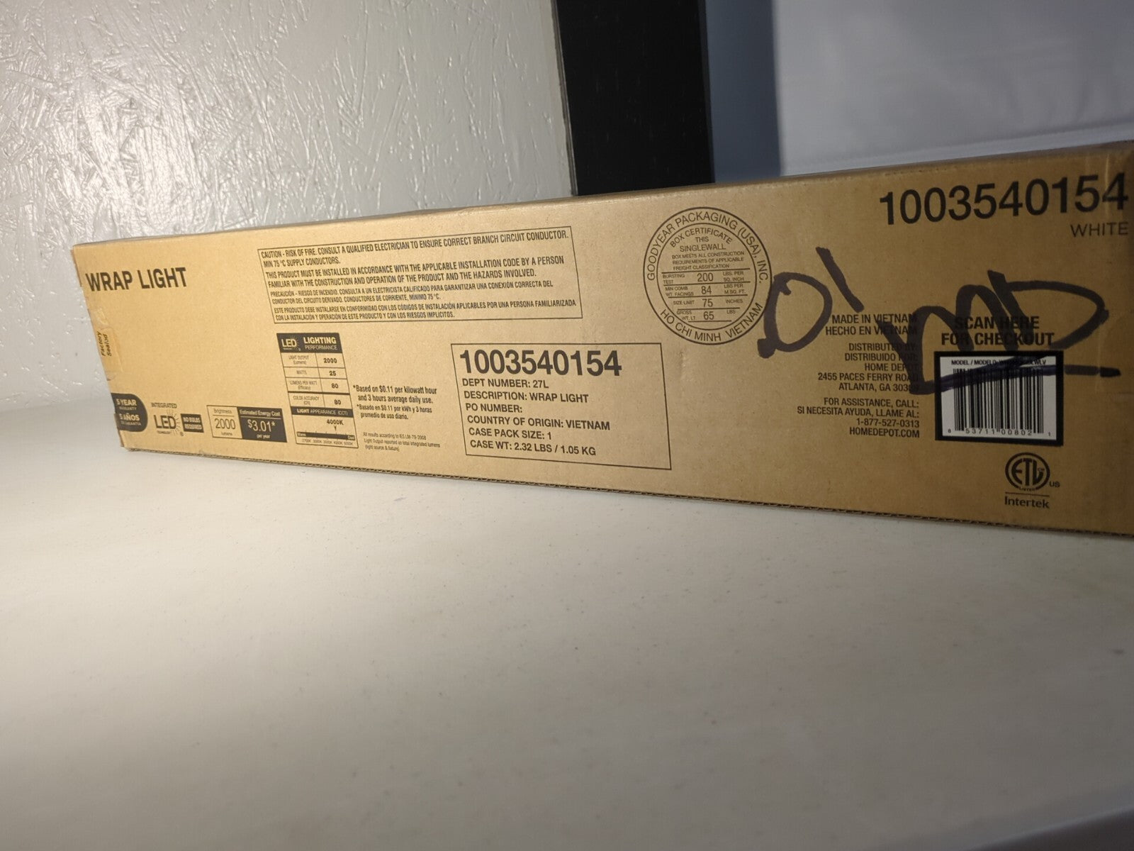 Commercial Electric 24 in. 2,000-Lumen White Integrated LED