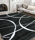 YIHOUSE Washable Area Rug 6'x9' Living Room Abstract Black Non-Slip