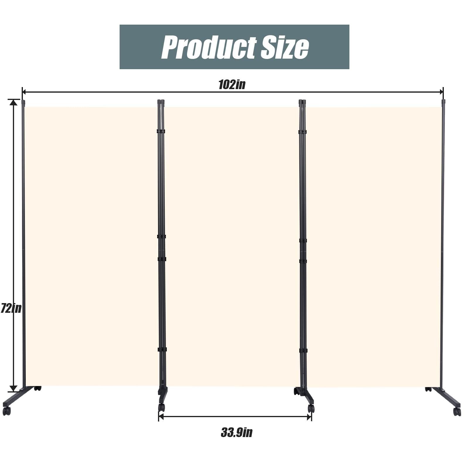HOMSCREENER 6FT Room Divider 3-Panel Folding Privacy Screen with