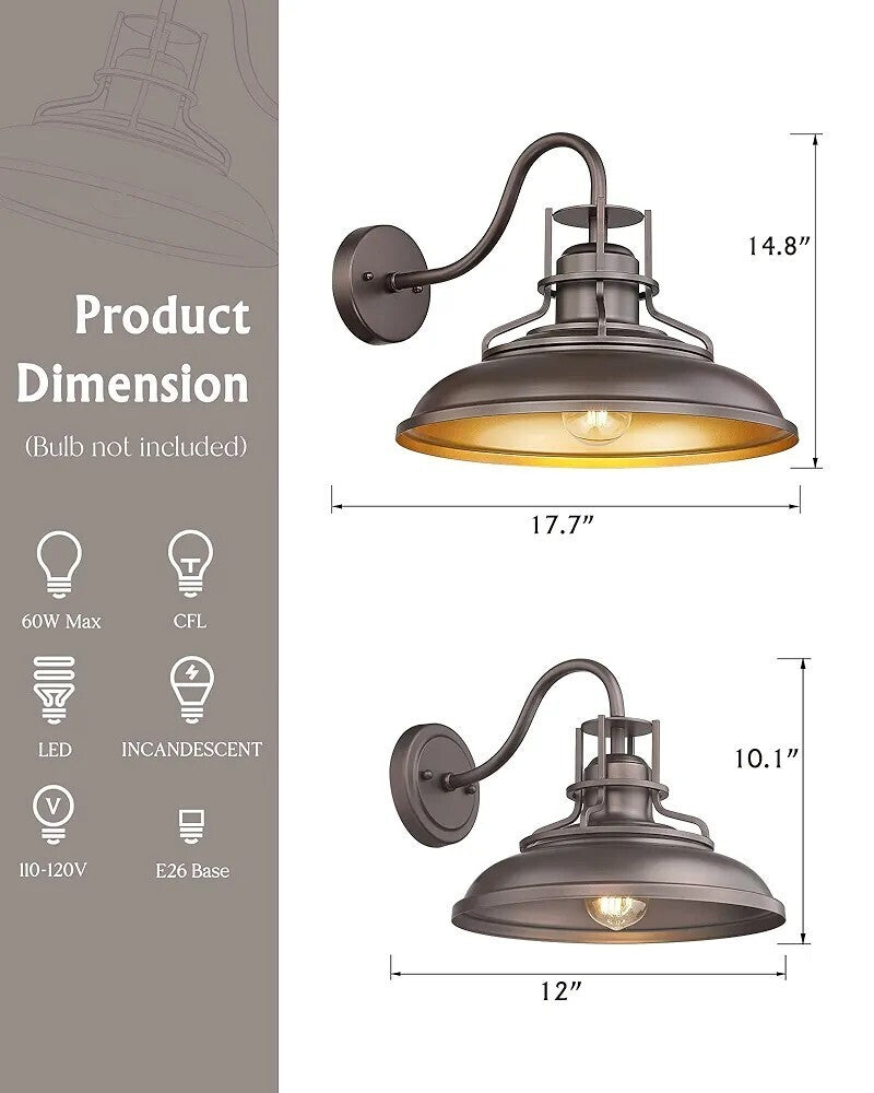 Gooseneck Barn Light 18" ORB- Outdoor/Indoor Waterproof Wall Sconce