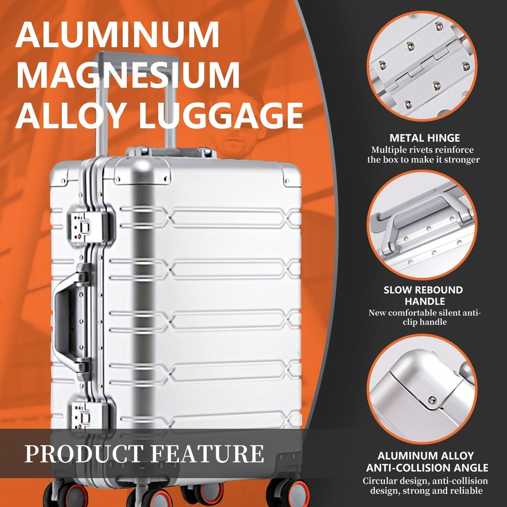 WEICHEN 2 Piece All Aluminum Luggage Set 20" Carry-On + 29" Checked