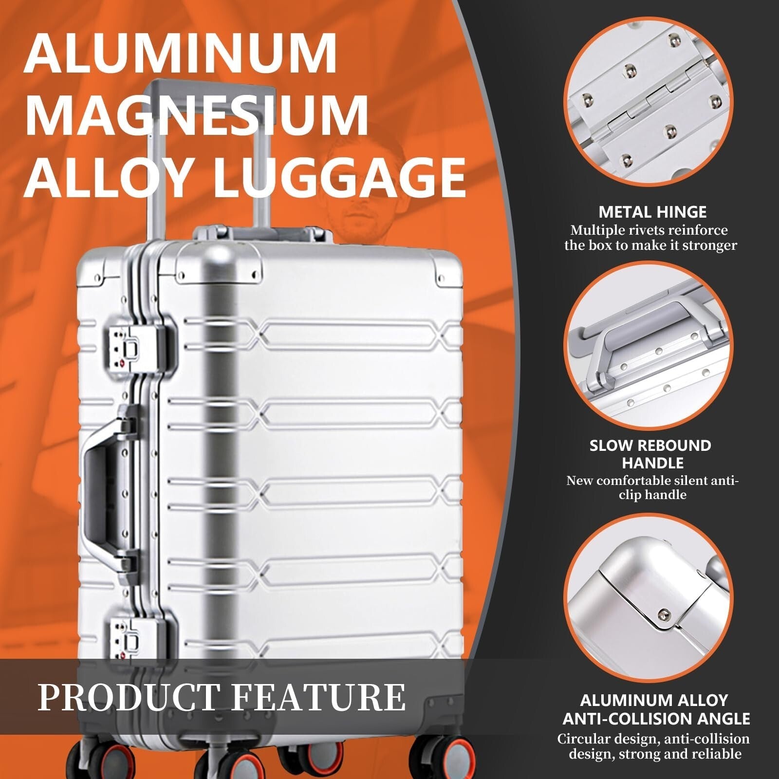 WEICHEN 2 Piece All Aluminum Luggage Set 20" Carry-On + 29" Checked