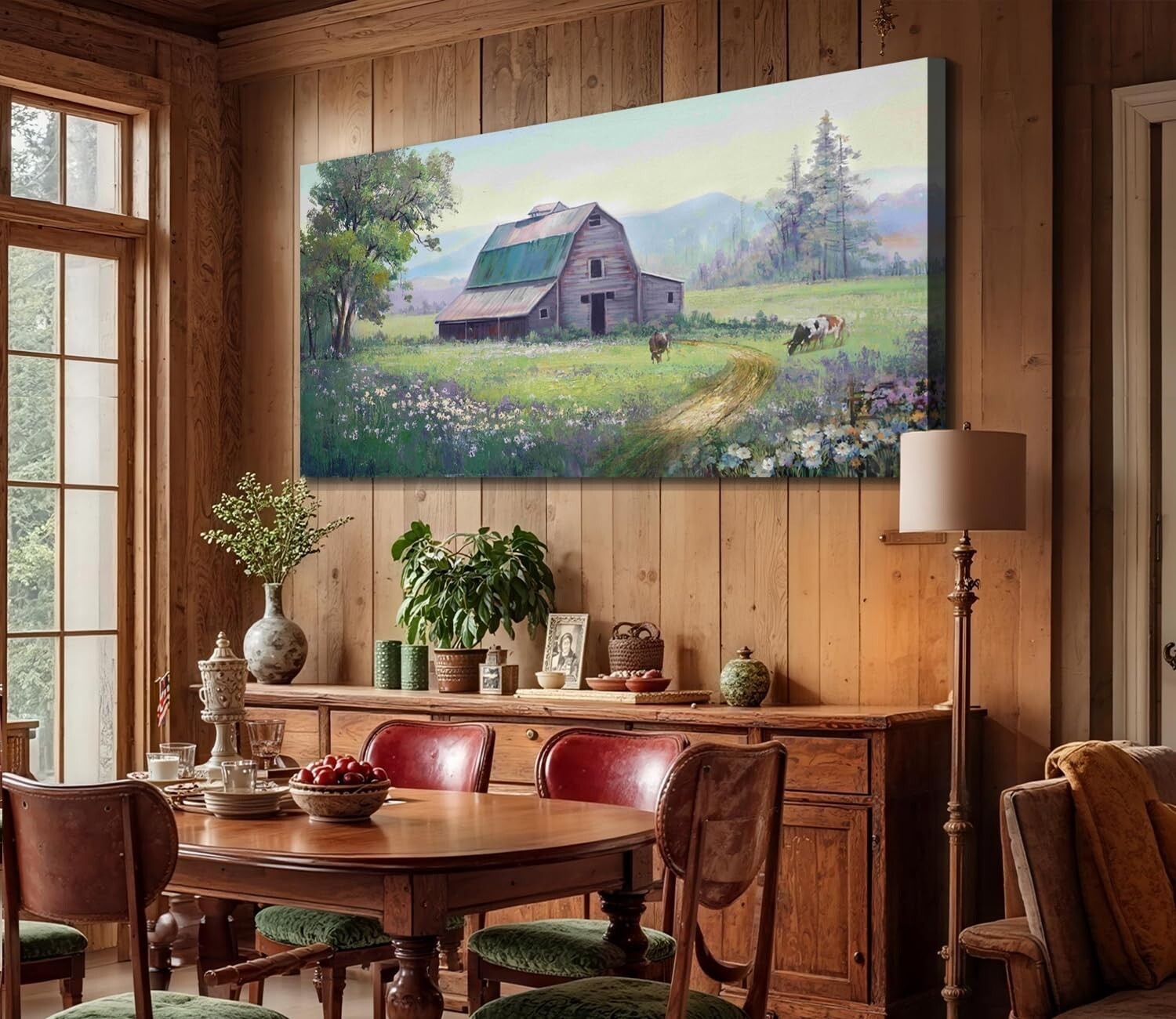 Acocifi Farmhouse Barn Cow Wall Art Canvas 40x20 Textured Gallery
