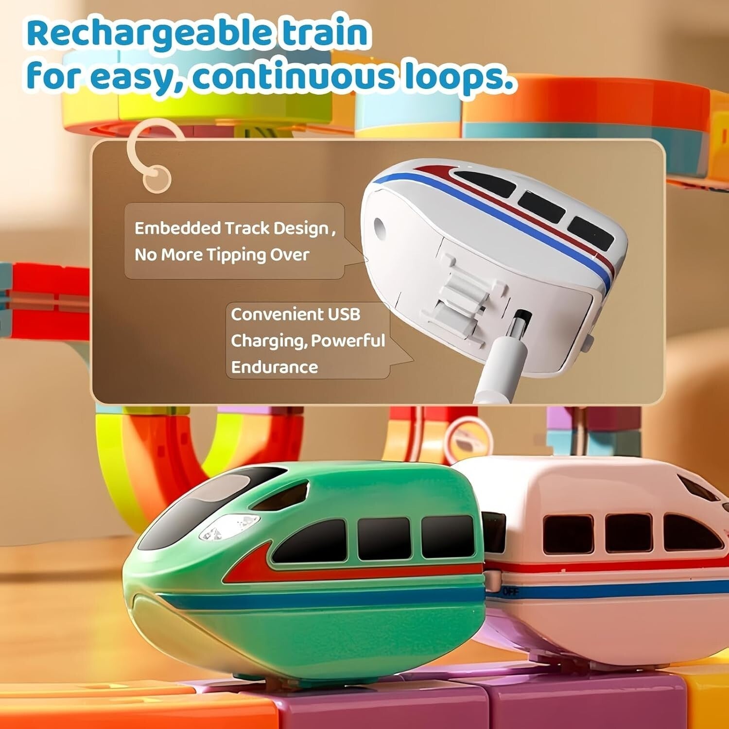 Klickrail Electric Train Set 88 Pcs Flexible Race Track Toy Kids Ages