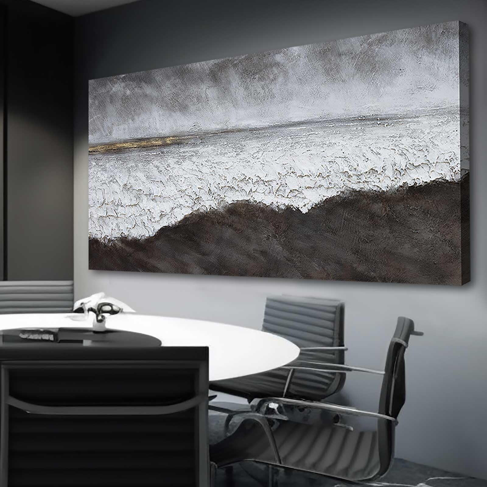 XIANSHOU Black Abstract Canvas Wall Art 29"x58" Living Room Office