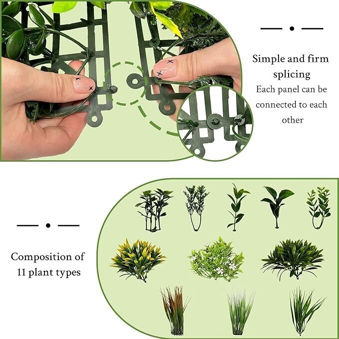 ODTORY Artificial 3D Greenery Wall Panels: 40"x60" UV-Anti Faux Grass