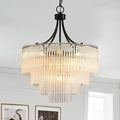 Chandelier Modern Crystal, 4 Tier Crystal Chandelier with 9 E 12