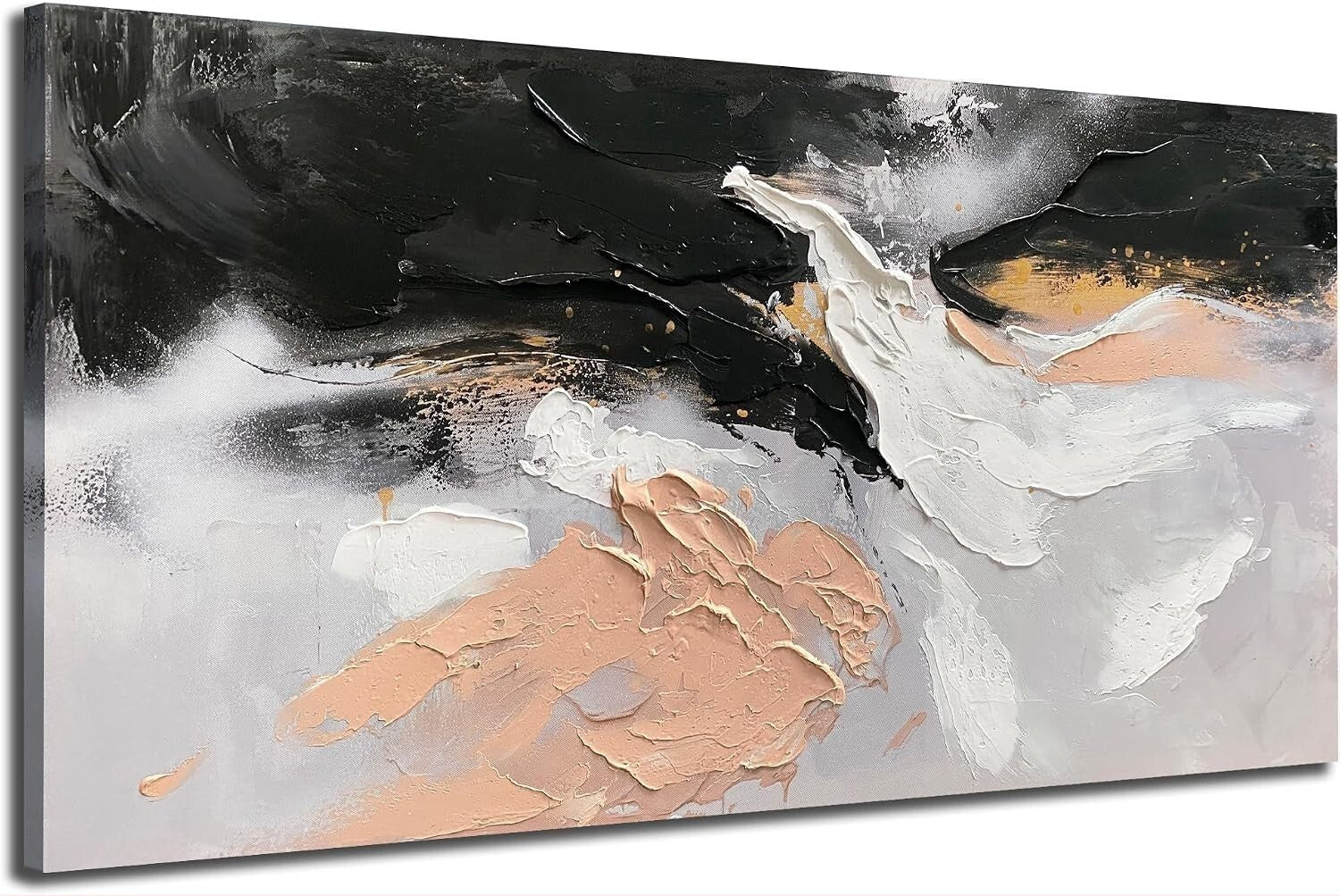 White Floral Canvas Art, 48×24 in