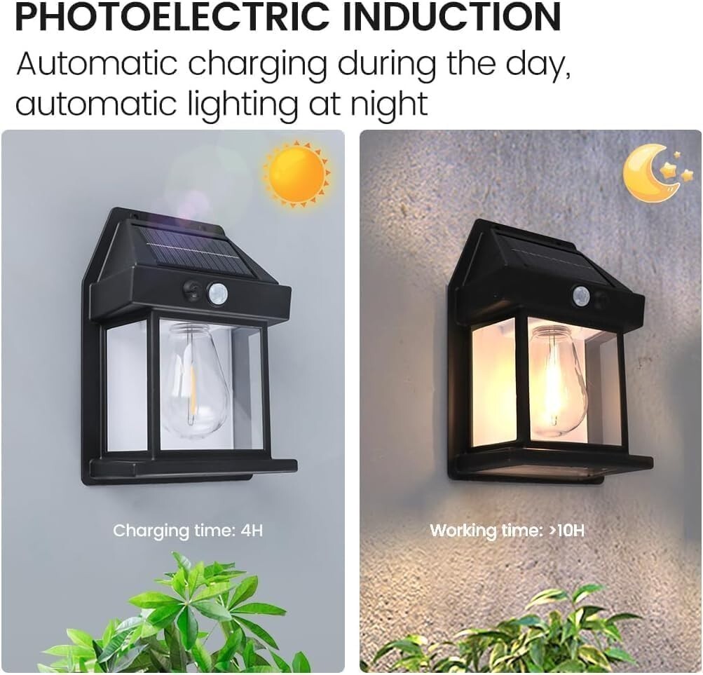 Anricom Solar Motion Lights 4-Pack Black Outdoor IP65 Waterproof Wall