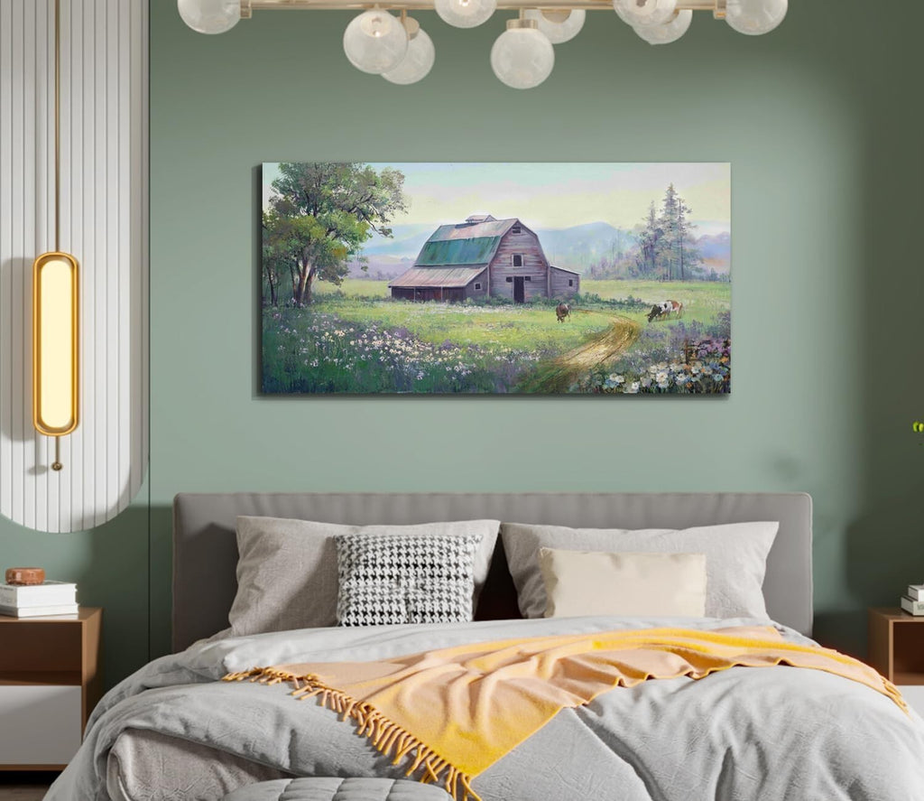 Acocifi Farmhouse Barn Cow Wall Art Canvas 40x20 Textured Gallery