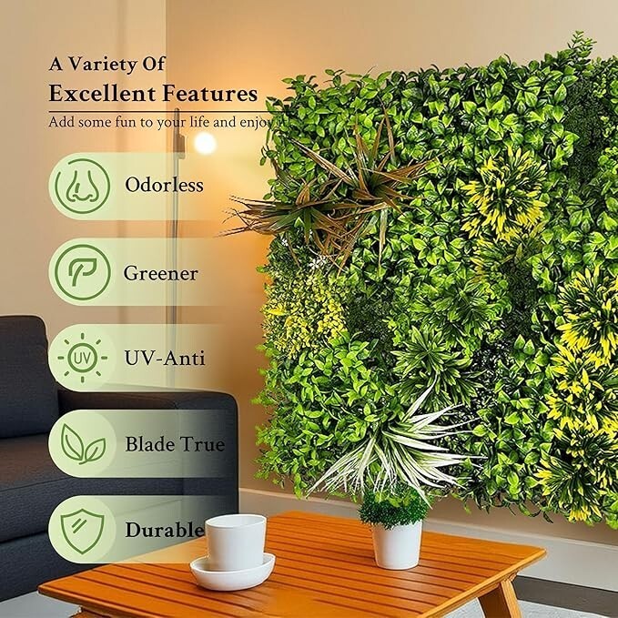 ODTORY Artificial 3D Greenery Wall Panels: 40"x60" UV-Anti Faux Grass