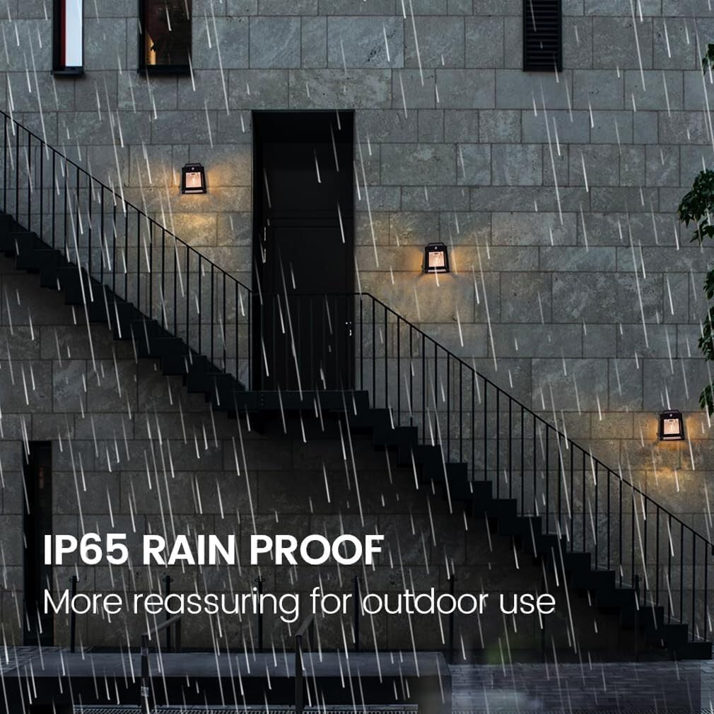 Anricom Solar Motion Lights 4-Pack Black Outdoor IP65 Waterproof Wall