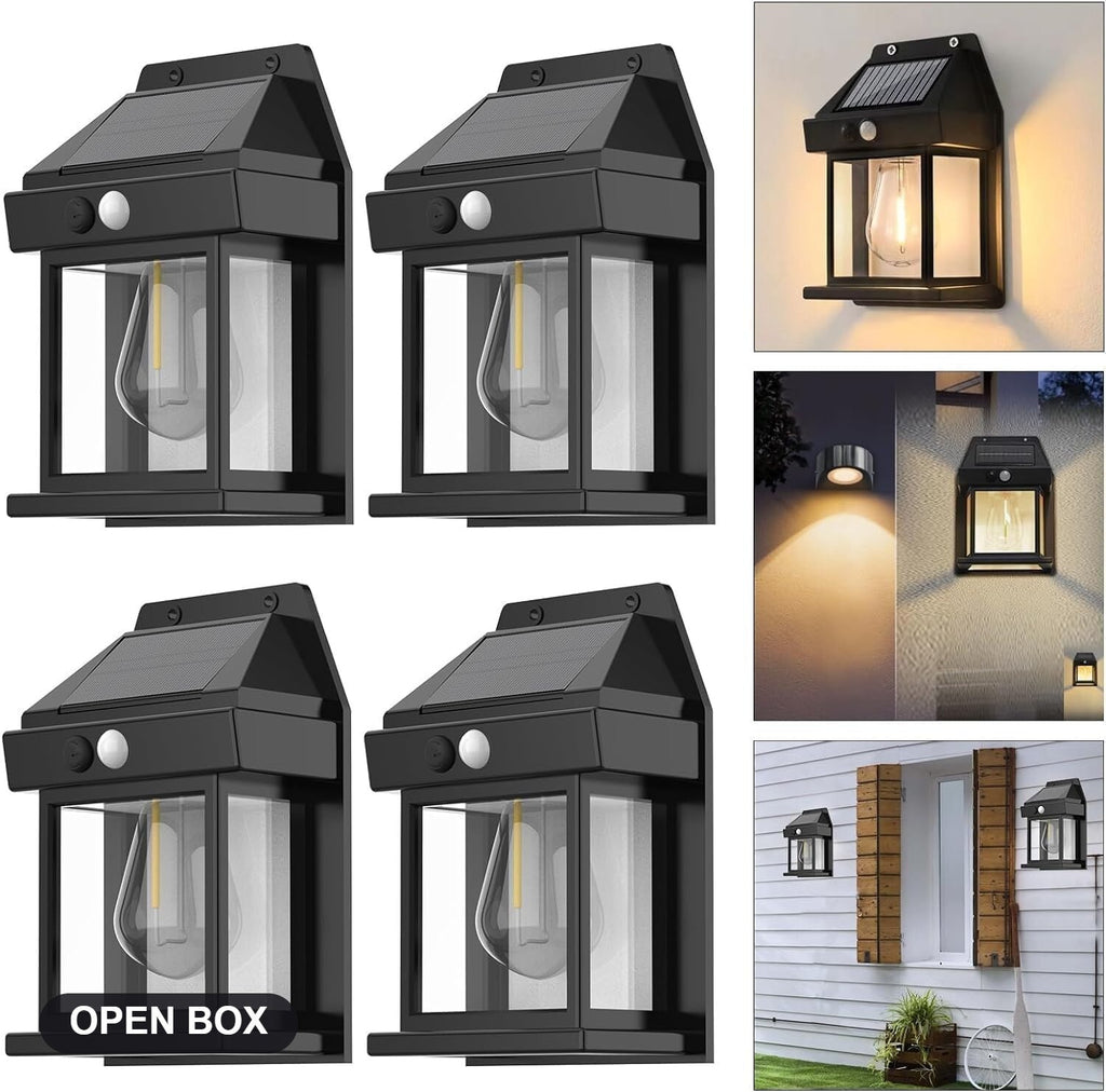 Anricom Solar Motion Lights 4-Pack Black Outdoor IP65 Waterproof Wall