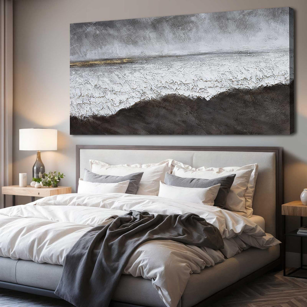 XIANSHOU Black Abstract Canvas Wall Art 29"x58" Living Room Office