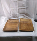 Acacia Wooden Plates – Set of 6, 10 Inch Square Rustic Wood Platters