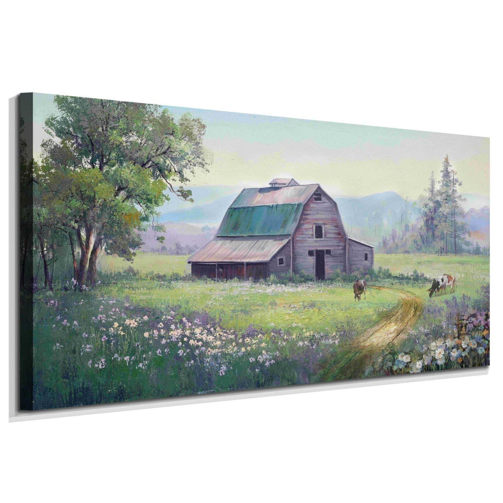 Acocifi Farmhouse Barn Cow Wall Art Canvas 40x20 Textured Gallery