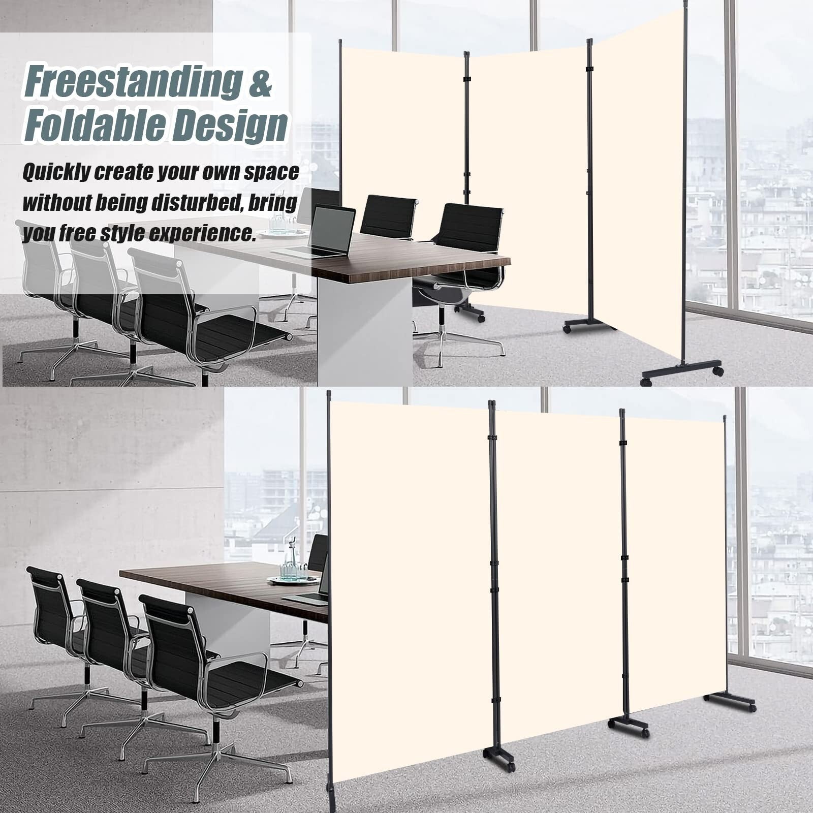 HOMSCREENER 6FT Room Divider 3-Panel Folding Privacy Screen with