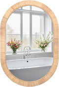 Oval Wall Mirror Handcrafted Rattan 20x30 - Boho Wicker Frame