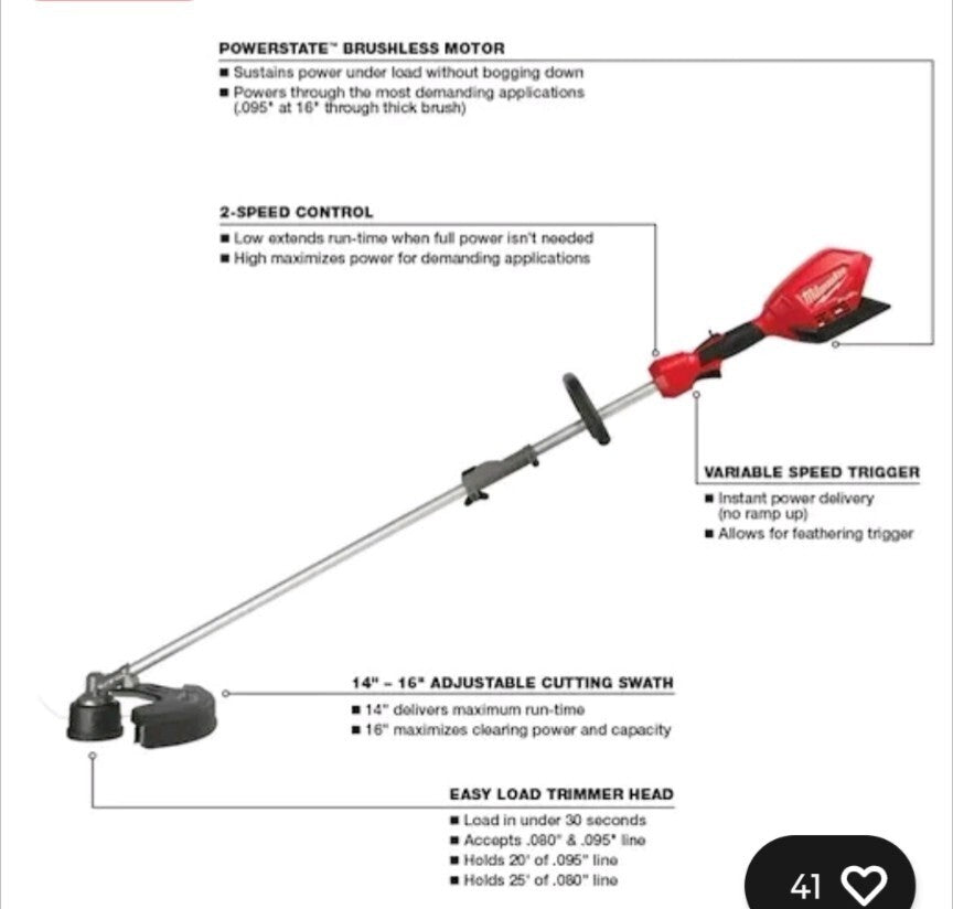 Milwaukee 2825-20ST M18 FUEL String Trimmer - (Tool Only) Red