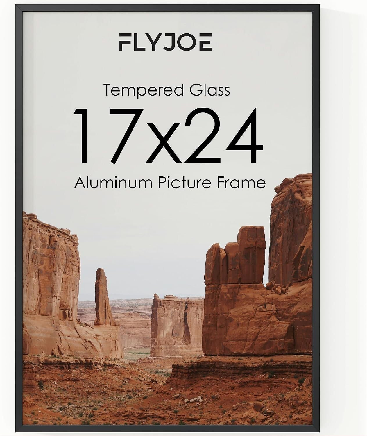 Black Metal Picture Frame, 17x24 in — Brushed Aluminum, Real