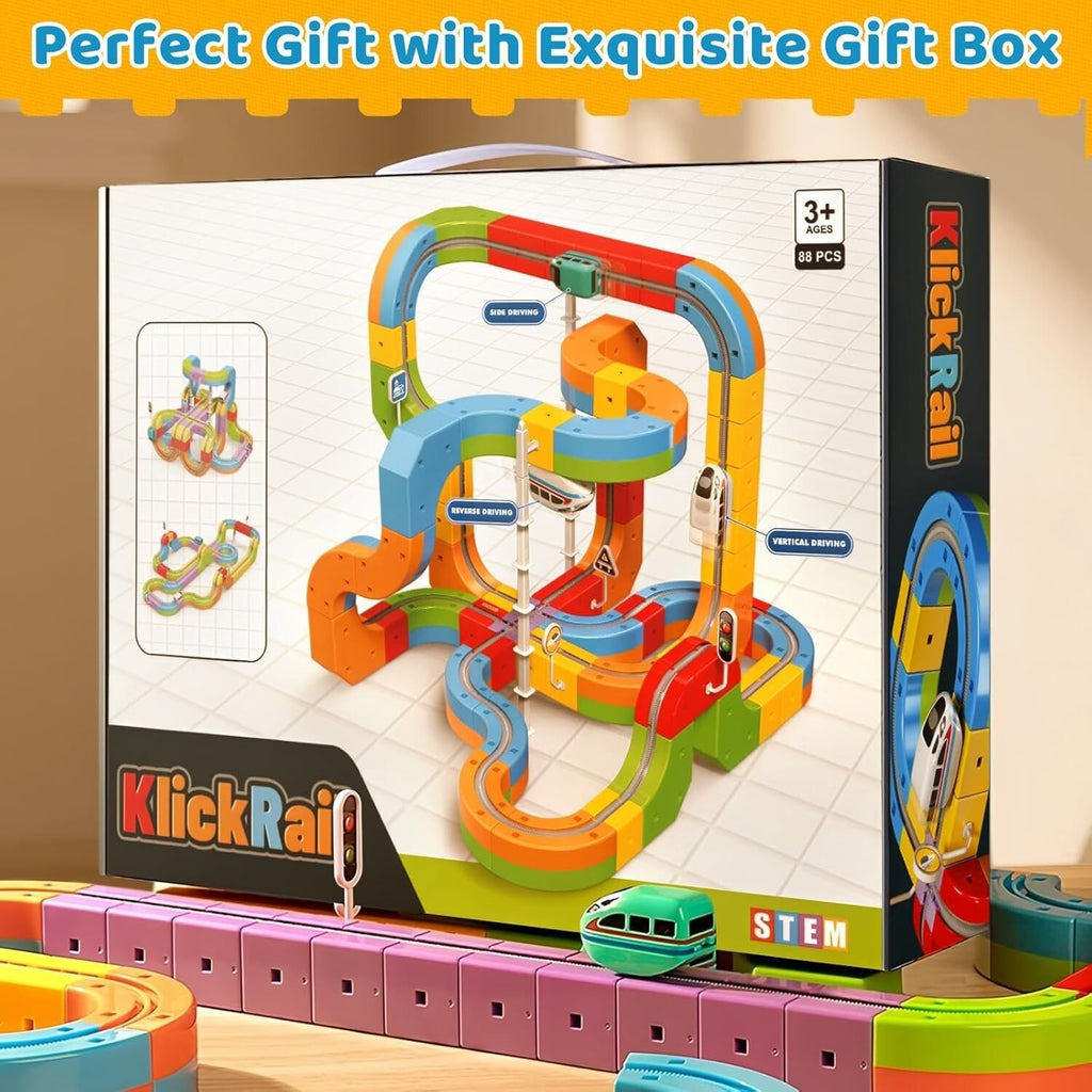 Klickrail Electric Train Set 88 Pcs Flexible Race Track Toy Kids Ages