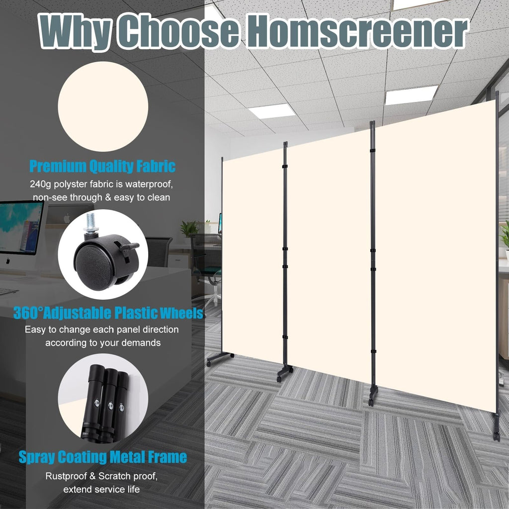 HOMSCREENER 6FT Room Divider 3-Panel Folding Privacy Screen with