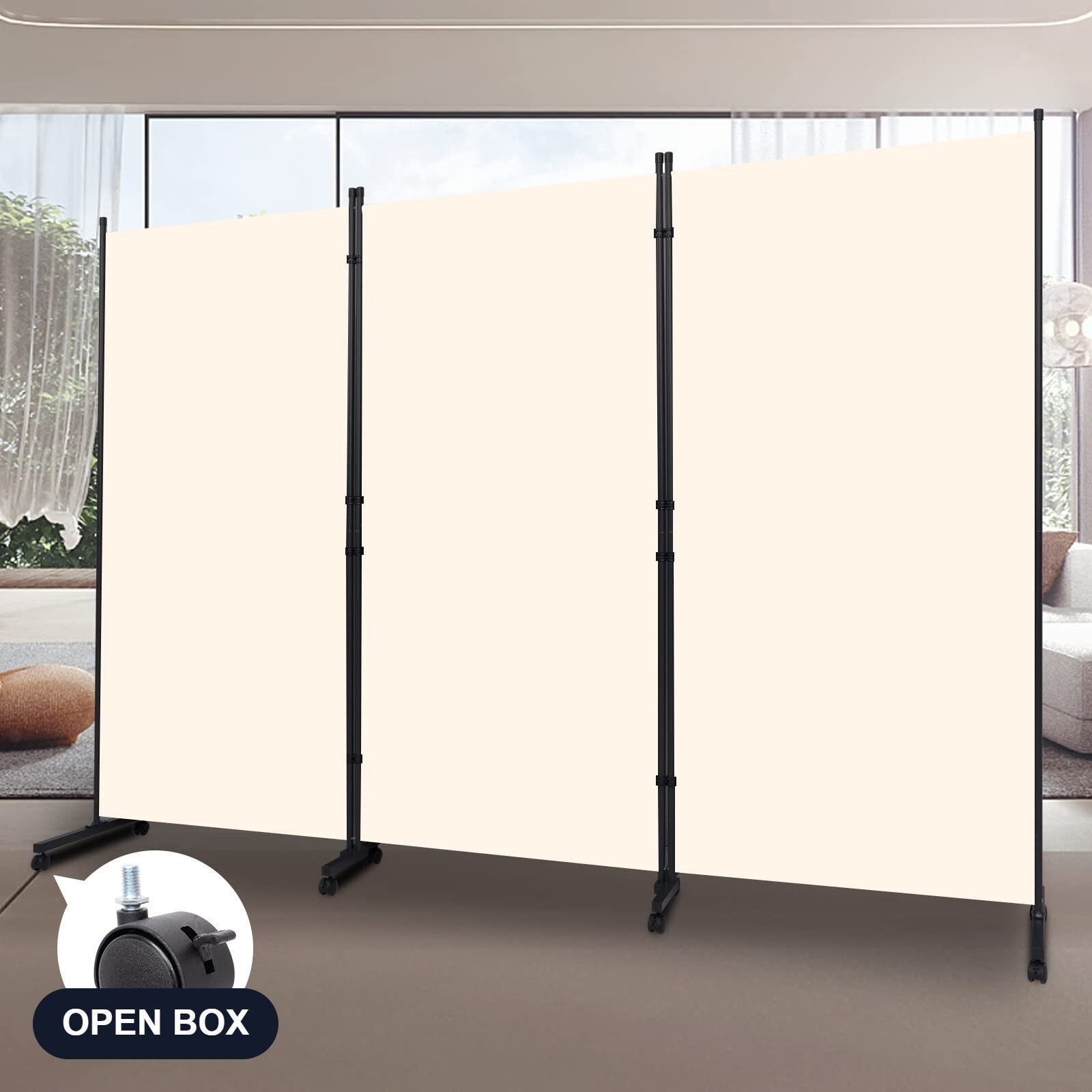 HOMSCREENER 6FT Room Divider 3-Panel Folding Privacy Screen with