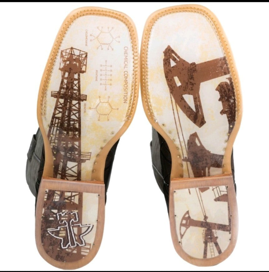 Tin Haul Derrick Embroidered Square Toe Pull On Cowboy Boots 10.5