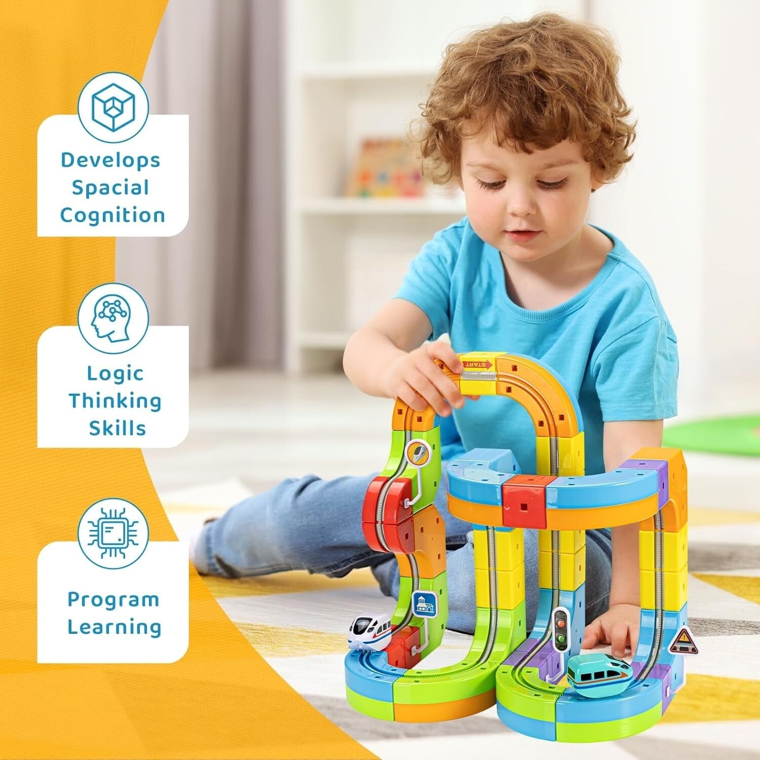 Klickrail Electric Train Set 88 Pcs Flexible Race Track Toy Kids Ages