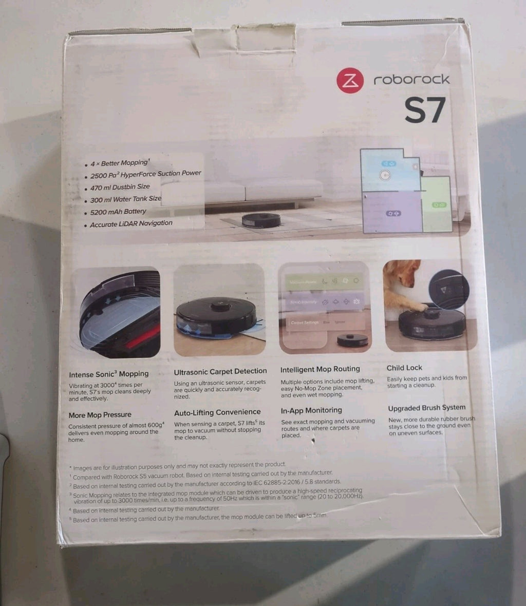 Roborock S7 Robot Vacuum and Sonic Mop - Black-New/open box S7