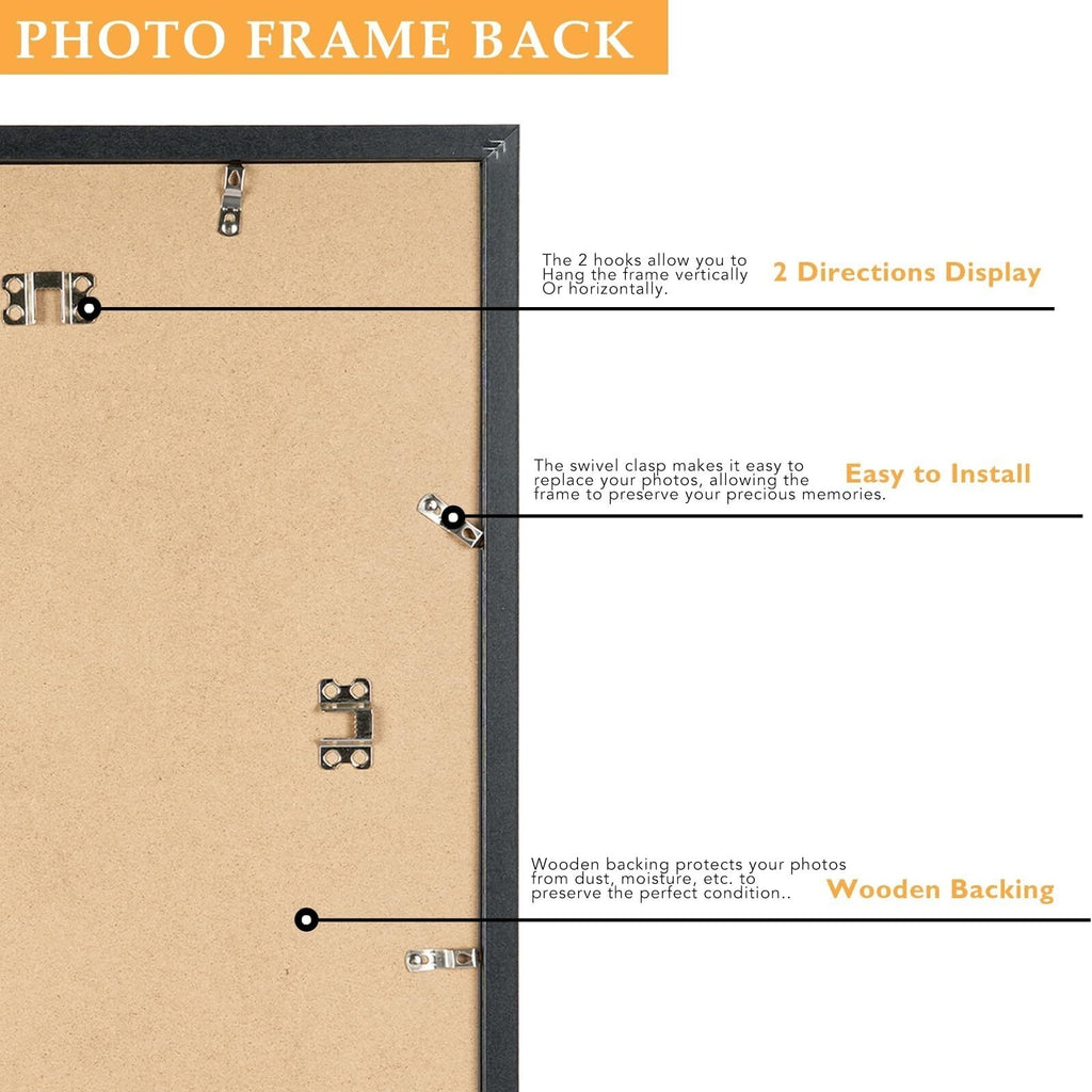 QOTIB 19.25x26.75 Puzzle Frame with 18x24 Mat, Black Solid Wood Fits
