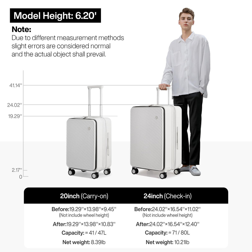 mixi 20" Expandable Carry On Luggage Hardside Spinner Suitcase TSA